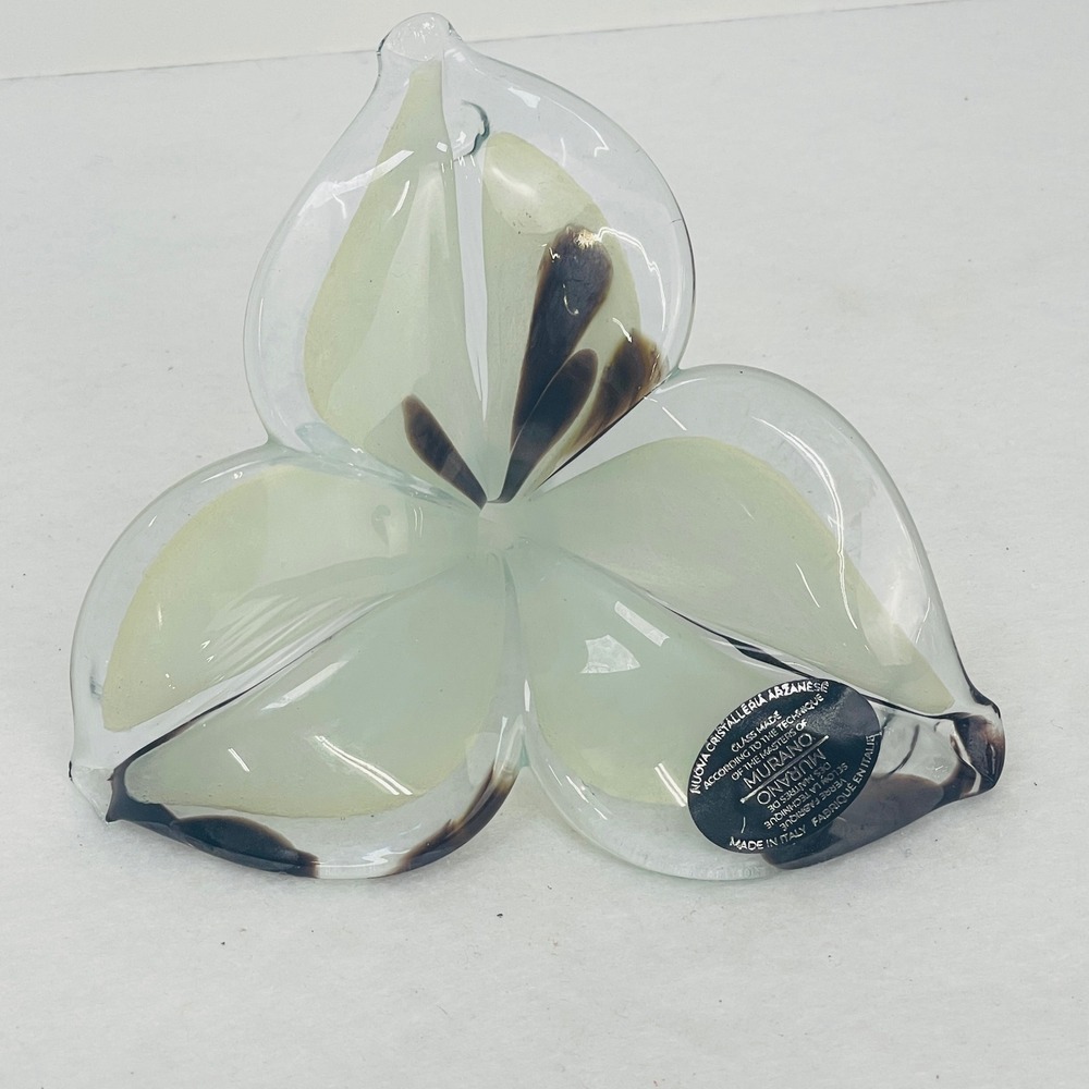Nuova Cristalleria Arzanese Murano Style Glass Flower Figurine Made in Italy 5in